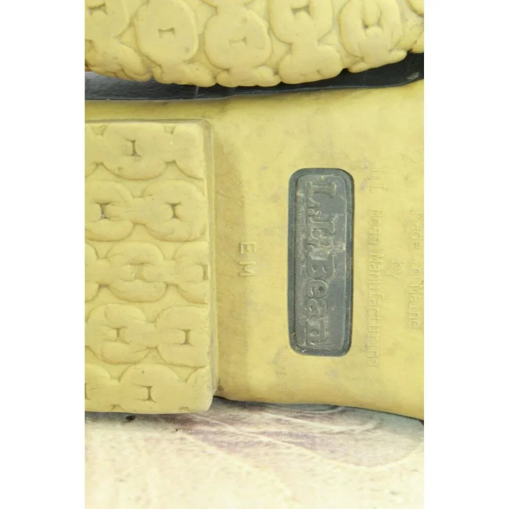 LL Bean Brown Leather Lace Up Round Toe Unlined Ankle Duck Boots Size 9 M - Picture 8 of 9